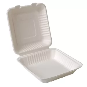 9"x9" 1-C Compostable Container 250/cs Clam Shell
