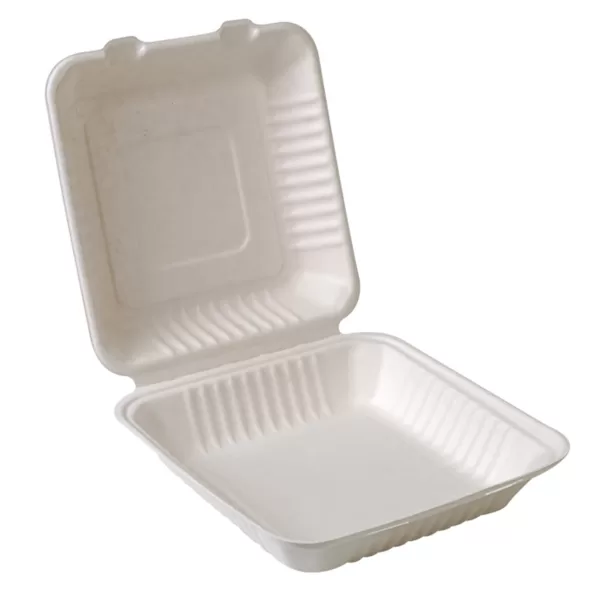9"x9" 1-C Compostable Container 250/cs Clam Shell
